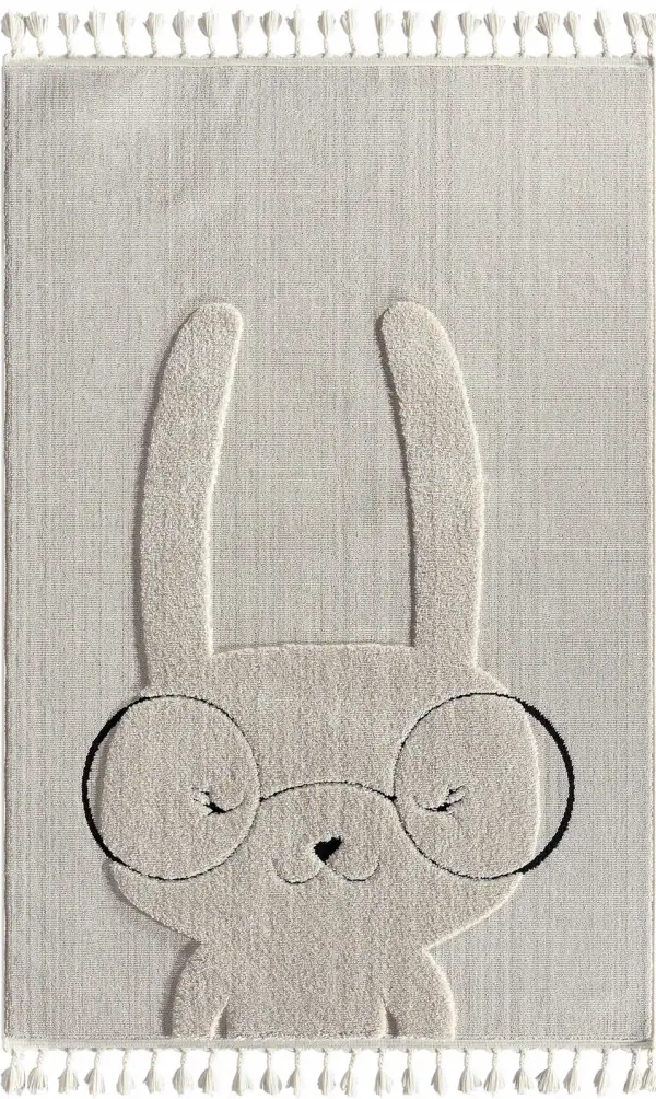 Bunny Tavşan Figürlü Takma Saçaklı Çocuk Odası Halısı