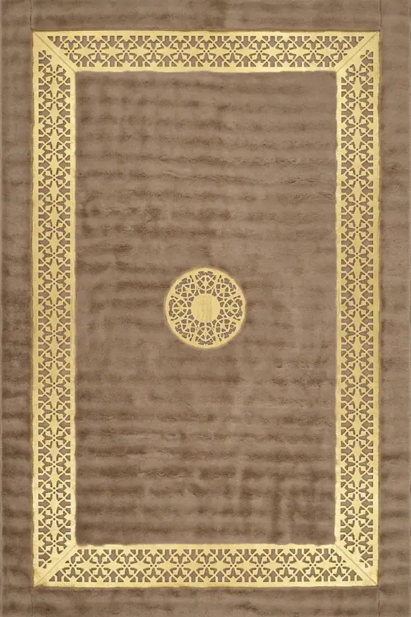 Şahmeran Ortası Desenli Tavşan Tüyü Kahve Gold