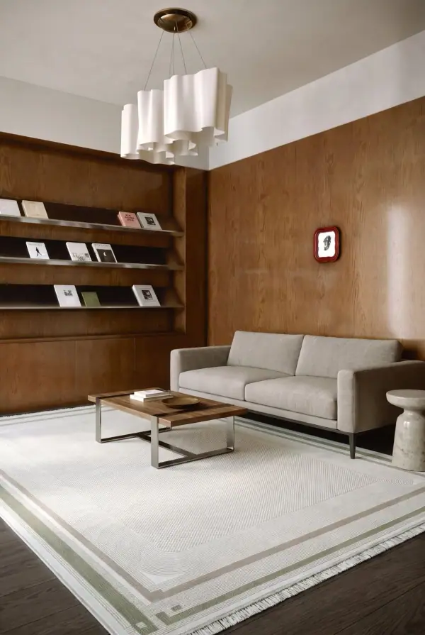 Romans Vizyon 3508 Yeşil Çerçeve Desenli Akrilik Salon Halısı
