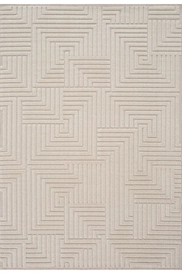 Lisbon Bej Çizgisel Salon Halısı A1772B