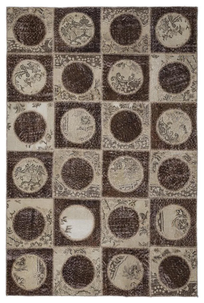 Apex Patchwork Halı Kahve 2092 - görsel 1