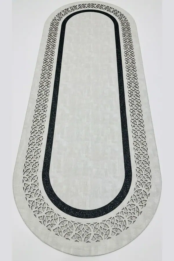 Rono Deri Oval Gri Siyah