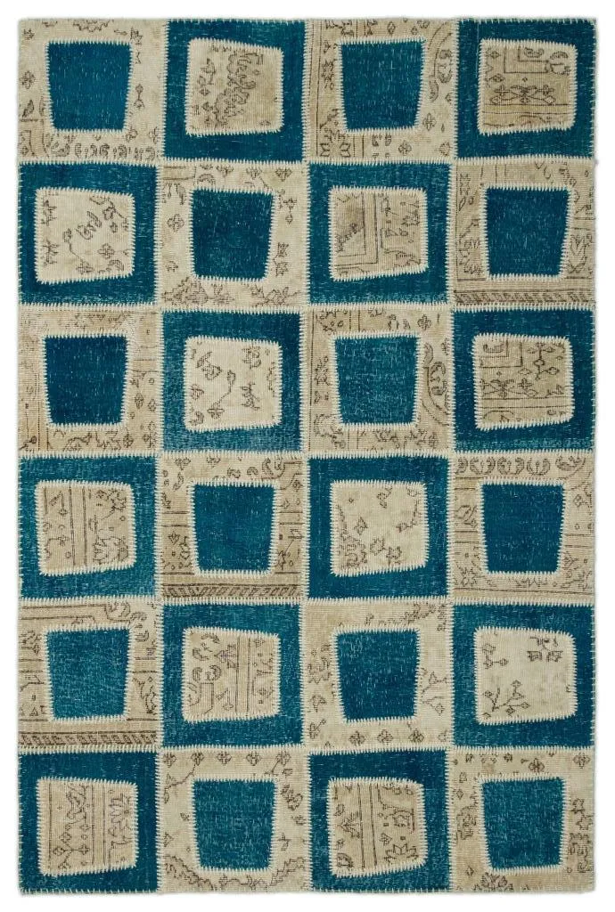 Apex Patchwork Halı Turkuaz 21346 - görsel 1