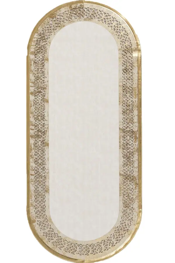 Rono Deri Oval Eskitme Gold Beyaz
