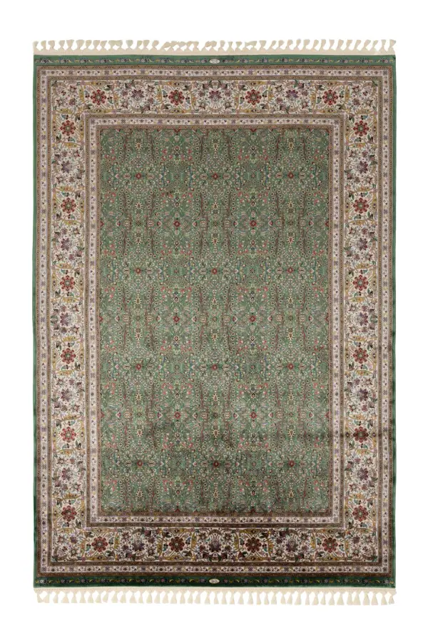Kaftan Krem ve Yeşil Salon Halısı KS8019