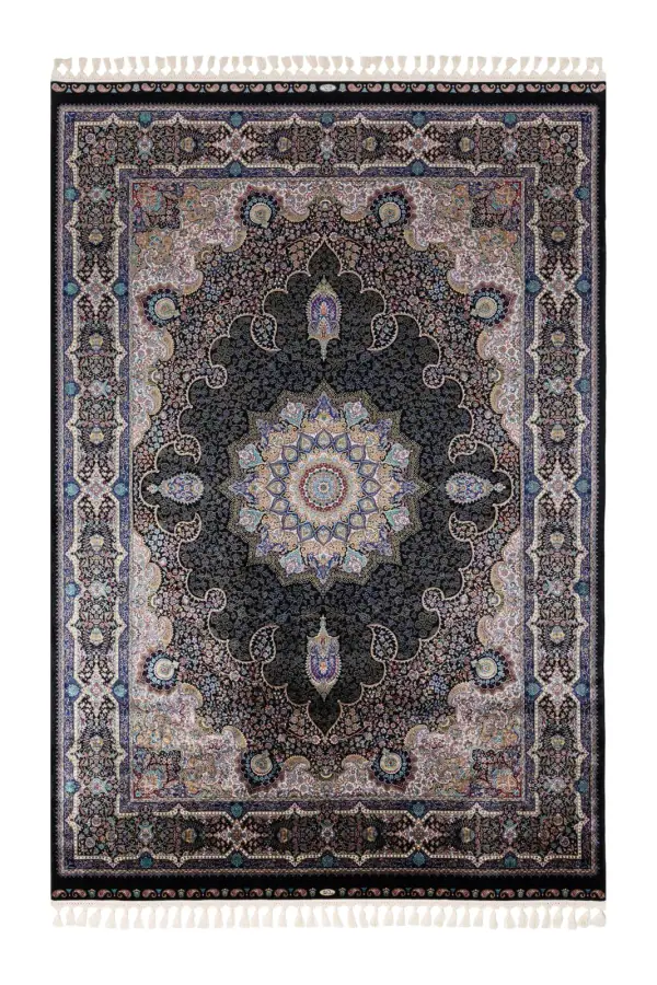Kaftan Lacivert ve Siyah Salon Halısı KF2315