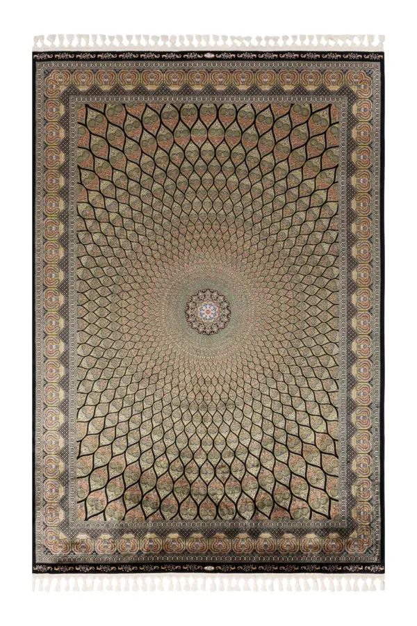 Kaftan Siyah ve Koyu Sarı Salon Halısı KF2320