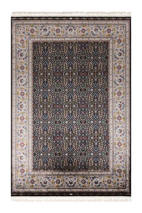 Kaftan Siyah ve Krem Salon Halısı KS8014
