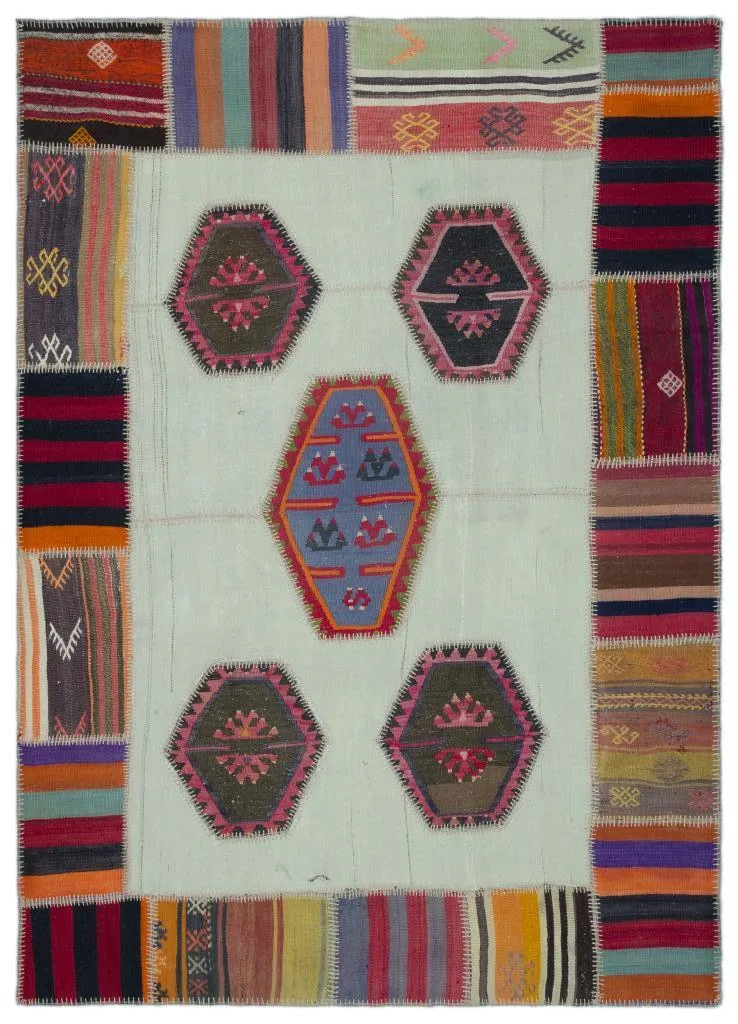 Apex Kilim Patchwork Unique Naturel 25311 - görsel 1
