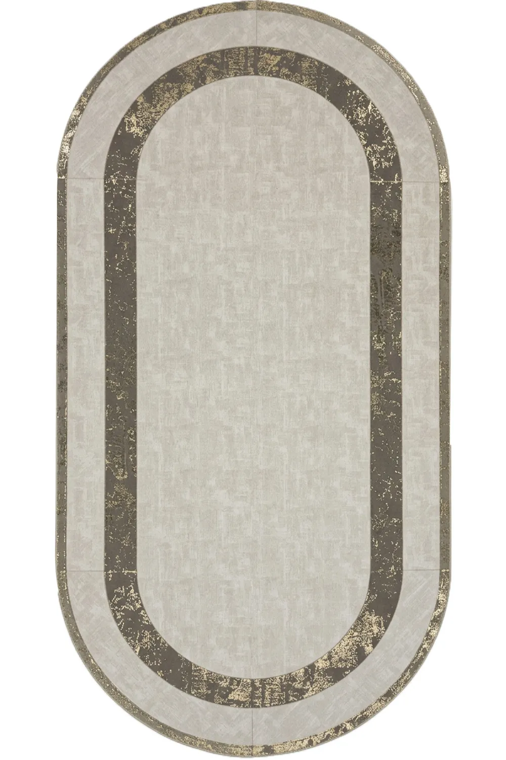 Rono Deri Oval Gri Gold - görsel 1