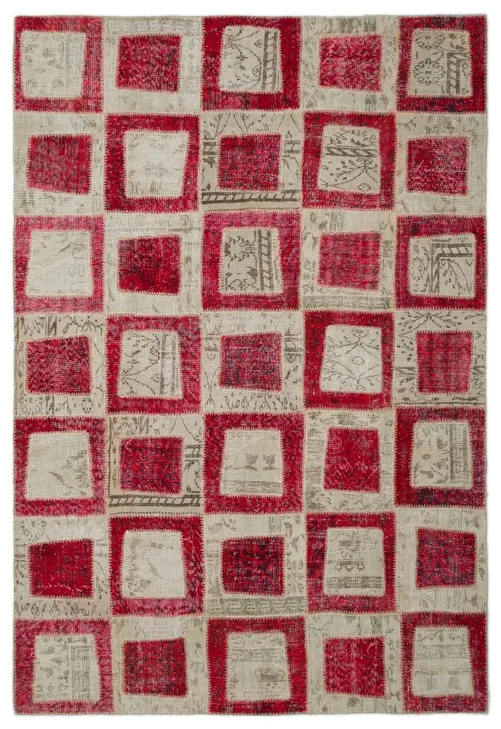 Apex Patchwork Halı Kırmızı 21041 - görsel 1