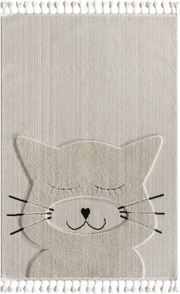 Kitty Kedi Figürlü Takma Saçaklı Çocuk Odası Halısı
