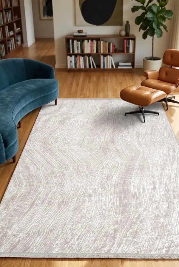 Romans Vizyon 3512 Bej Soyut Dokulu Akrilik Salon Halısı