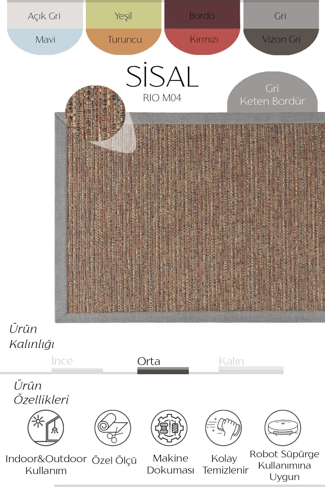 Rio Keten Monterey Bordür Sisal Halı — görsel 2