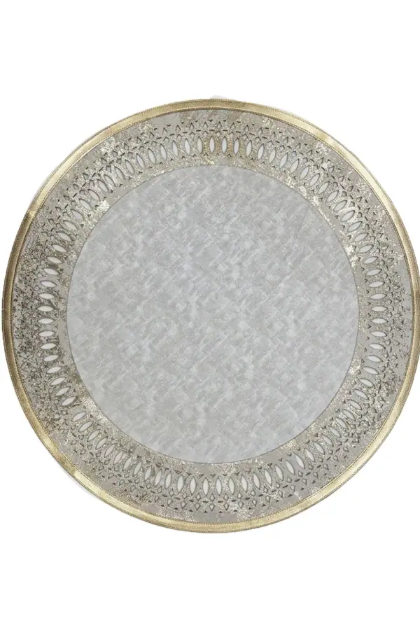 Rono Deri Yuvarlak Gold Gri