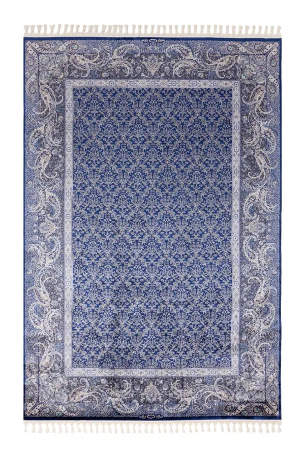 Kaftan Koyu Mavi ve Gri Salon Halısı KF2312