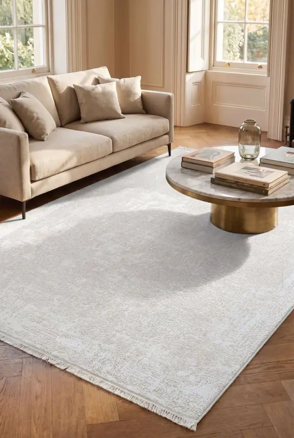 Romans Vizyon 3509 Bej Eskitme Dokulu Akrilik Salon Halısı