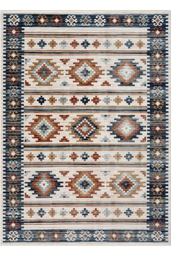 Koza Bohem Krem Multi Etnik Salon Halısı A5849A